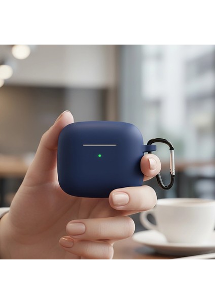 Caseonn Huawei Freeclip 2 Kılıf Askı Aparatlı Mat Silikon Lacivert