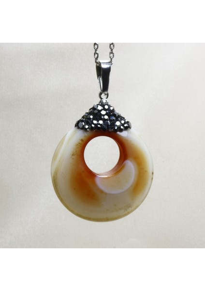 Akik Taşı Kolye Ucu | Markazitli Tasarım Kolye Ucu