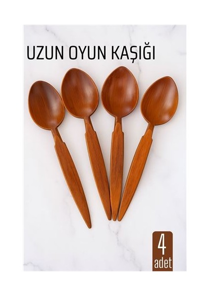 Uzun Oyun Kaşığı Halk Oyunu Kaşığı - Kına Kaşığı Uzun Saplı Zeybek Oyun Kaşığı 4 ADET