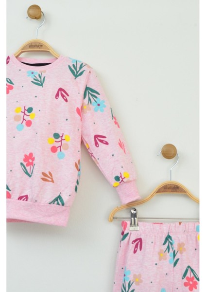 Kız Çocuk Pembe Çiçek Desenli Uzun Kollu Pijama Takımı fiyatları