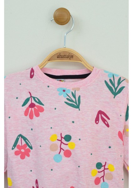 Kız Çocuk Pembe Çiçek Desenli Uzun Kollu Pijama Takımı indirimleri