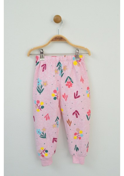 Kız Çocuk Pembe Çiçek Desenli Uzun Kollu Pijama Takımı