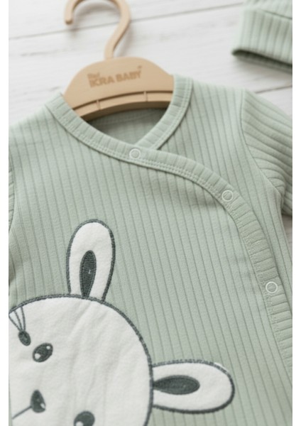 Sevimli Tavşan Desenli Fitilli Yeşil Bebek Takımı (3 Parça) fiyatları