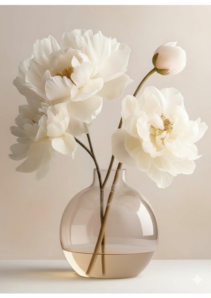 |soft|krem Renk Elegant Çiçekli Kombini |çerçeveli Cam Tablo 3lü Dikey fiyatları