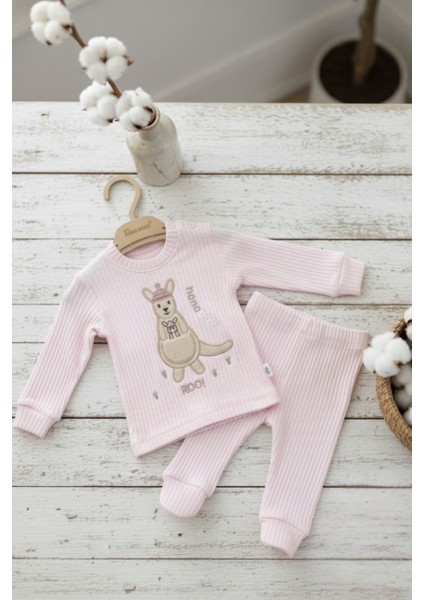 Pembe Kanguru Desenli Fitilli Bebek Takımı (2 Parça) modelleri