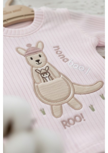 Pembe Kanguru Desenli Fitilli Bebek Takımı (2 Parça) fırsatları