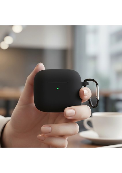 Caseonn Huawei Freeclip 2 Kılıf Askı Aparatlı Mat Silikon Siyah