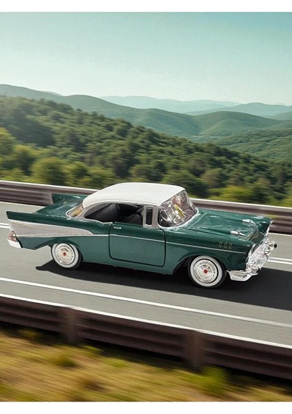 Diecast Metal 1955 Chevy Bel Air Model Araba Kutulu Koleksiyonluk Figür 1:24 Ölçek 21 cm