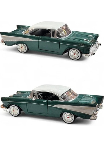 Diecast Metal 1955 Chevy Bel Air Model Araba Kutulu Koleksiyonluk Figür 1:24 Ölçek 21 cm indirimleri
