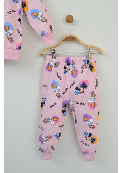Kız Çocuk Pembe Karakter Baskılı Pamuklu Pijama Takımı modelleri