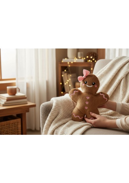 Kurabiye Kız Yılbaşı Dekorasyon 30 cm Peluş Oyuncak