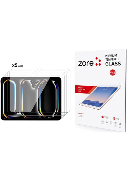 iPad 11 Pro 2024 Uyumlu Brvh 5in1 Tablet Temperli Cam Ekran Koruyucu-Şeffaf
