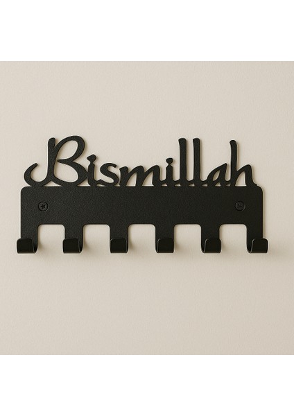 Bismillah Yazılı Metal Anahtarlık Askılığı – Siyah | 6 Askılı Modern Duvar Dekoru fırsatları