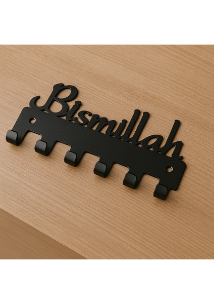 Bismillah Yazılı Metal Anahtarlık Askılığı – Siyah | 6 Askılı Modern Duvar Dekoru indirimleri