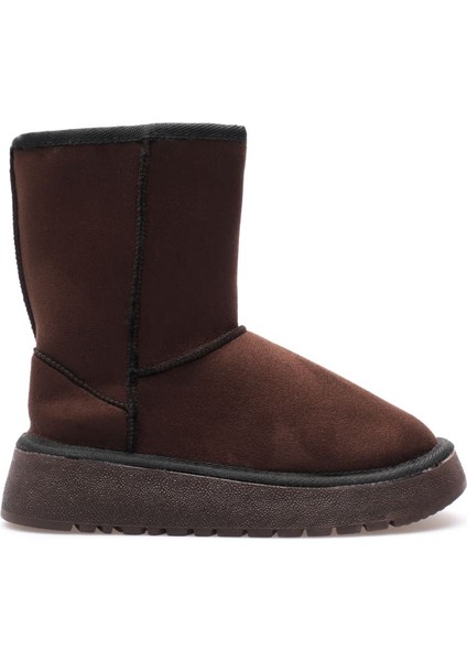 Anisa Premium Kadın Acı Kahve Kışlık Kürklü Uzun Model Bot