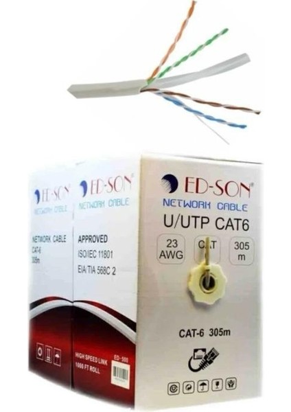 Cat6 Kablo Ethernet Modem Ağ Internet 23 Awg Cat 305 mt