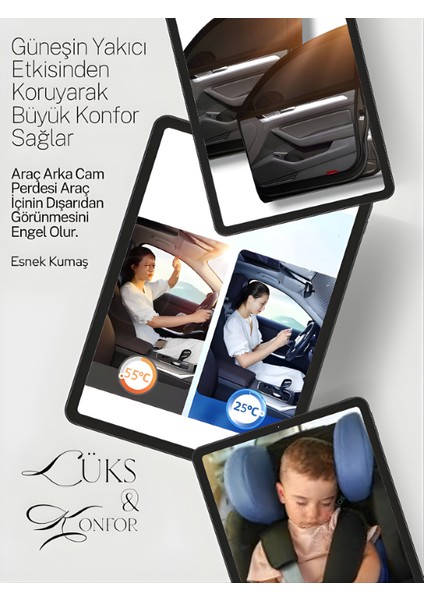 Renault Clio 2 Hb 1998-2004 Uyumlu Özel 2'li Oto Yan Cam Güneşliği, Arka Cam Güneşliği/perde