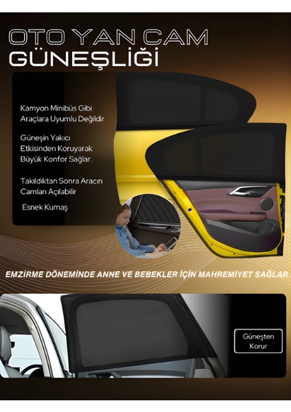 Renault Clio 2 Hb 1998-2004 Uyumlu Özel 2'li Oto Yan Cam Güneşliği, Arka Cam Güneşliği/perde