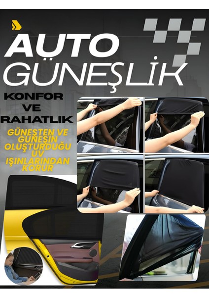 Renault Clio 2 Hb 1998-2004 Uyumlu Özel 2'li Oto Yan Cam Güneşliği, Arka Cam Güneşliği/perde