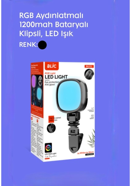 Aydınlatmalı 1200MAH Bataryalı Klipsli LED Işık