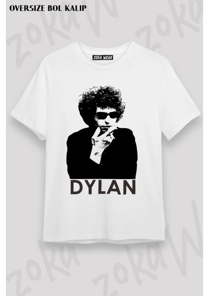 Unisex Oversize Kalıp Bob Dylan Tasarım Baskılı Tshirt