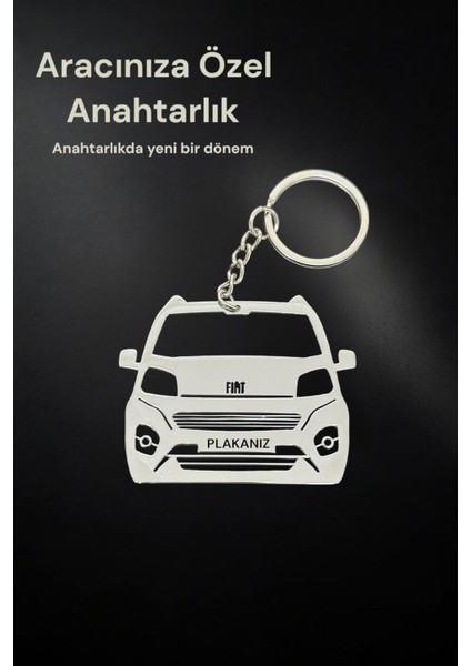 Plakanıza Özel Fiat Fiorino Paslanmaz Çelik Anahtarlık