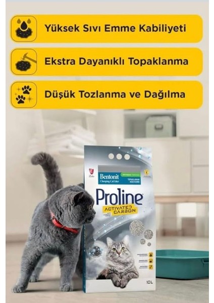 Proline Aktif Karbonlu Topaklanan Doğal Kedi Kumu 10 Lt fiyatları