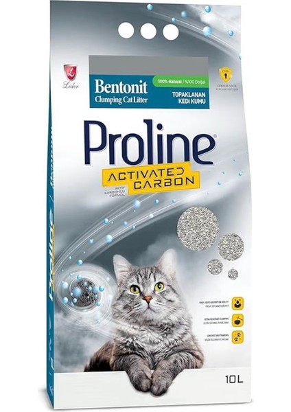 Proline Aktif Karbonlu Topaklanan Doğal Kedi Kumu 10 Lt modelleri