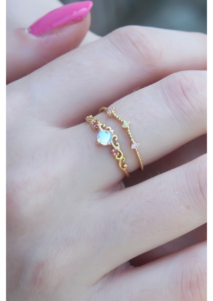 Kadın için Yüzük Sarı Zirkonlu Taç