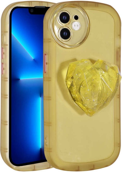iPhone 11 Kılıf Kamera Korumalı Pop Soketli Renkli Brvh Ofro Kapak-Sarı