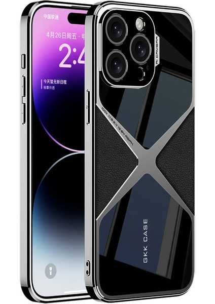 Apple iPhone 14 Pro Kılıf Ultra Ince Kamera Korumalı Pc + Deri Arka Yüzey Brvh X-Pro Kapak-Siyah