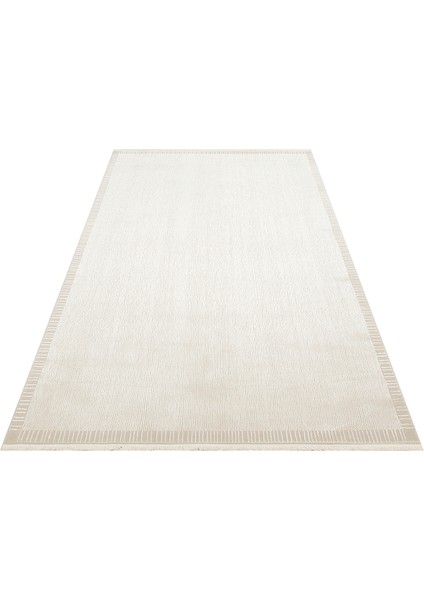 Athena Border Ivory Sık Dokuma Tekniği ile Üretilen Viskon Modern ve Sade Makine Halısı