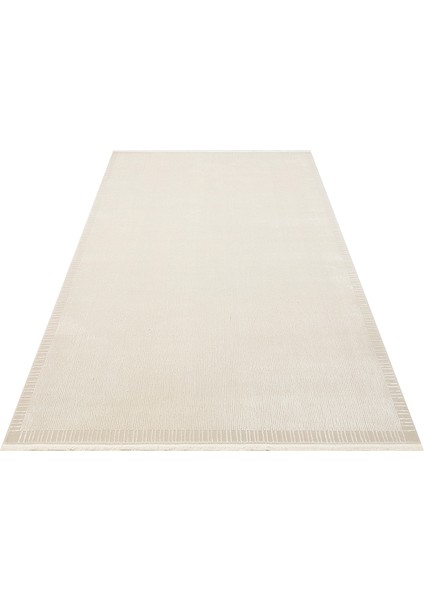 Athena Border Ivory Sık Dokuma Tekniği ile Üretilen Viskon Modern ve Sade Makine Halısı