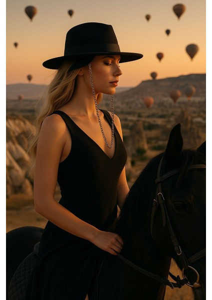 Tıgre Black Panama Hat- Siyah Panama Fötr Şapka