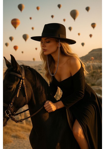 Tıgre Black Panama Hat- Siyah Panama Fötr Şapka modelleri