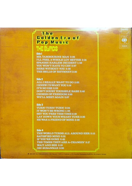 The Byrds – The Golden Era Of Pop Music Lp fiyatları
