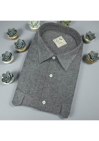 Klasik %100 Cotton Uzun Kollu Terletmeyen Kışlık Flanel Terletmeyen Gömlek (Regular Kalıp)