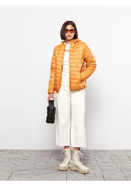 Lcw Eco Sarı Kadın Kapüşonlu Düz Mont