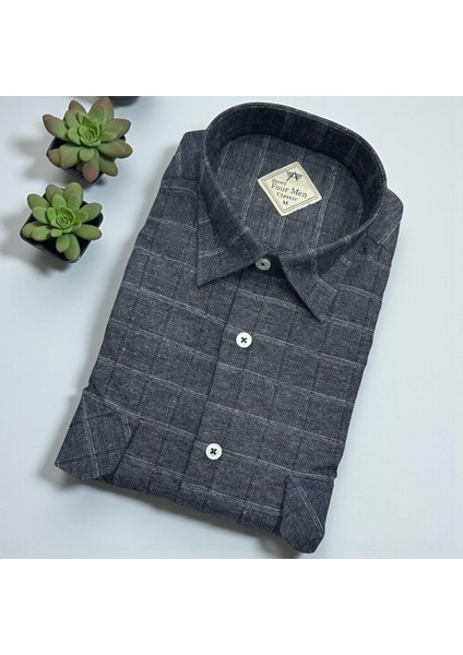 Klasik %100 Cotton Uzun Kollu Terletmeyen Kışlık Flanel Terletmeyen Gömlek (Regular Kalıp)