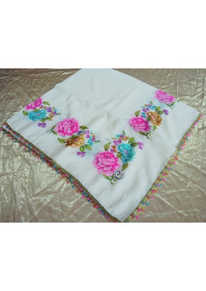 ve Reyhan El Emeği Iğne Oyası Yazma , Fular ,yemeni, Mevlit Örtüsü ,hediyelik 4 Kenarı Oyalı