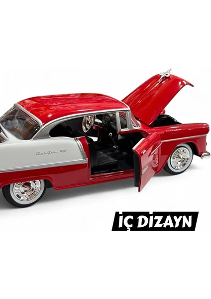 Diecast Metal 1955 Chevy Bel Air Model Araba Kutulu Koleksiyonluk Figür 1:24 Ölçek 21 cm fiyatları