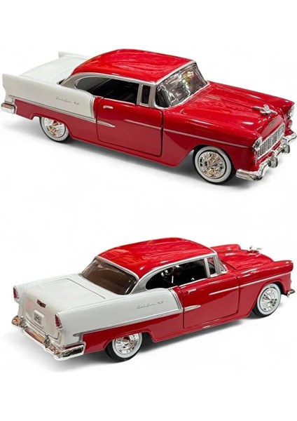 Diecast Metal 1955 Chevy Bel Air Model Araba Kutulu Koleksiyonluk Figür 1:24 Ölçek 21 cm