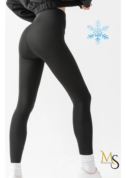 Kadın Siyah Kışlık Içi Polarlı Yüksek Bel Toparlayıcı Korseli Push-Up Günlük Tayt fırsatları