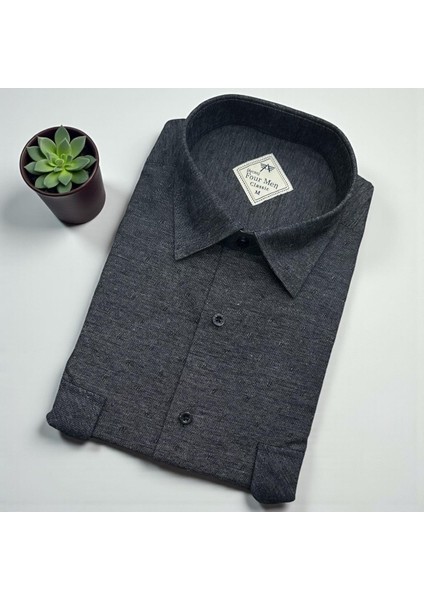 Klasik %100 Cotton Uzun Kollu Terletmeyen Kışlık Flanel Terletmeyen Gömlek (Regular Kalıp)