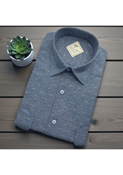 Klasik %100 Cotton Uzun Kollu Terletmeyen Kışlık Flanel Terletmeyen Gömlek (Regular Kalıp)