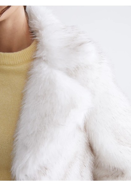 Lcw Vision Ekru Ceket Yaka Kadın Kürk Mont modelleri