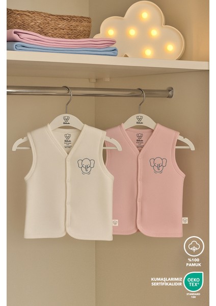 Bebek Çocuk Yelek 2'li %100 Pamuk Nakış Detaylı