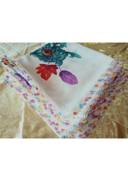 Cenk ve Reyhan Zarif ve Şık El Işi Iğne Oyalı Yazma/el Işi Iğne Yemeni/el Işi Tülbent/baş Örtüsü