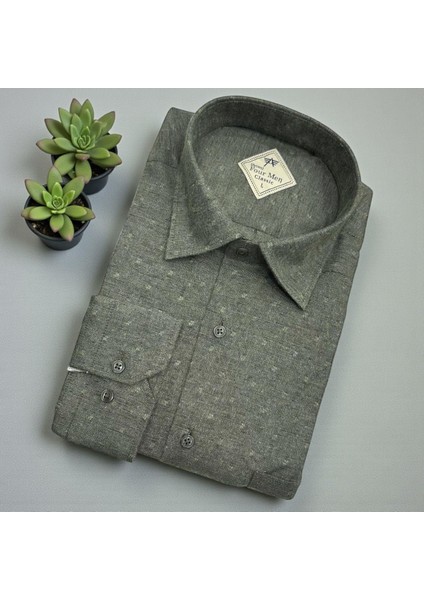 Klasik %100 Cotton Uzun Kollu Terletmeyen Kışlık Flanel Terletmeyen Gömlek (Regular Kalıp)