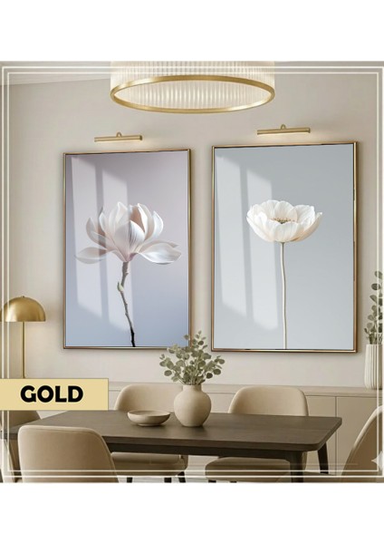 |soft| Mavi-Beyaz Çiçek Kombini|çerçeveli Cam Tablo 2li Dikey